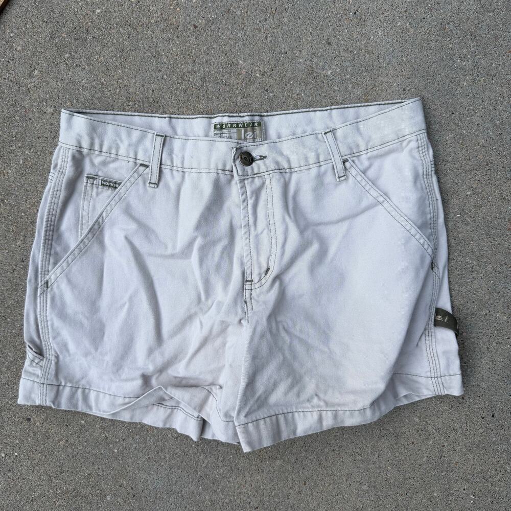 Vintage Y2K LEI Workwear Khaki Carpenter Cargo Shorts Beige Tan Size 11